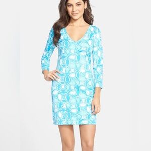 Lilly Pulitzer Women's Ariel Blue What A Racque Juliet 3/4 Sleeve Dress Size XS